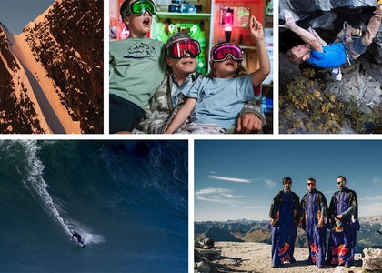 Das Team von Mountain Tribe © Mountain Tribe Archive (o.l.) | Timmy Schröder und ProtagonistInnen in Uncle Timmy © Flo Gassner (o.m.) | Jakob Schubert © AlpsolutPictures (o.r.) | Christina Gindl © Peter Joli Wilson (u.l.) | Das Team von What`s Crazy © Flo
