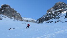 Abfahrt in der lange Rinne.