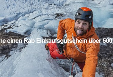 Rab und bergsteigen.com verlosen einen 500,- Euro Einkaufsgutschein für den Rab-Shop