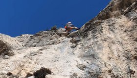 Die Schlüsselseillänge der Route Loco Motiva an der Coste di Loppio
