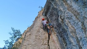 Die Schlüsselstelle (Piazpfeiler) der Tour.