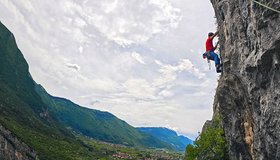 Die Schlüsselseillänge im oberen Wandteil - Via 70° - San Paolo - Arco