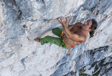 Alex Huber in der Route Siete Vanas (8b) (c) Heinz Zak