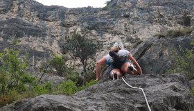 Die tolle fünfte Seillänge der Route Quatschkopp an der Martinswand