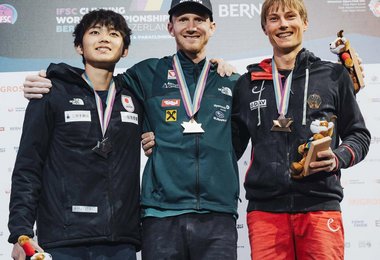 Das Lead Podium bei den Herren © Lena Drapella/IFSC