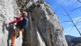 Der steile Pfeiler in der 4. Seillänge