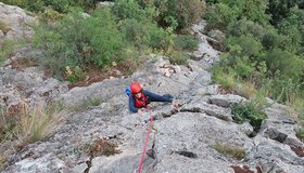 Am Ende der zweiten Seillänge - Siuxie.