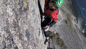 Manuel Gietel in der 6. Seillänge, 6b+