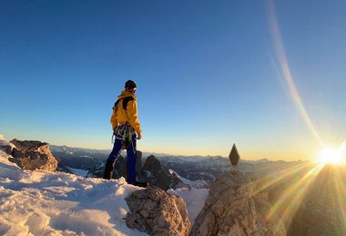 Schöne Stimmungen bei der Winter-Soloüberschreitung der Geislerspitzen