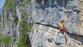 Steilpassage im Klettersteig Fruttsägä