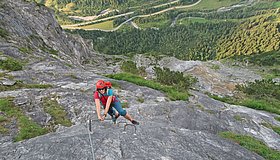 Die letzten steilen Meter des Klettersteiges.