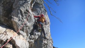 Die Schlüsselstelle der Route in der 7. SL